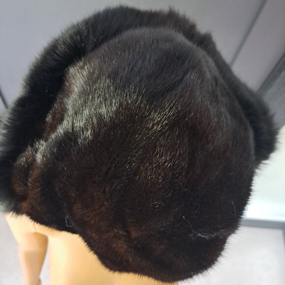 Black Fox Trim with Brown Mink Crown Hat VTG